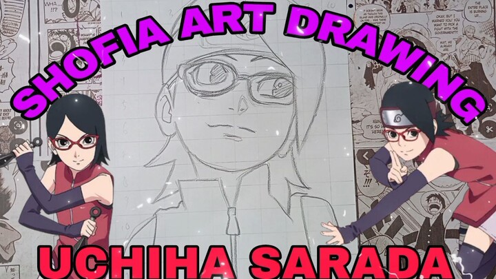 drawing uchiha sarada dari anime boruto