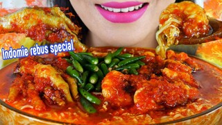 ASMR INDOMIE REBUS PEDAS SPECIAL PAKE CABE RAWIT, UDANG, CEKER | ASMR MUKBANG INDONESIA