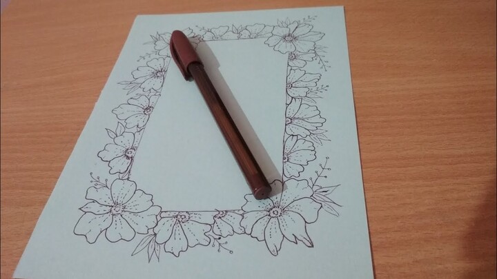 How make a  design floral frame. Easy to make floral frame. Drawing flowers