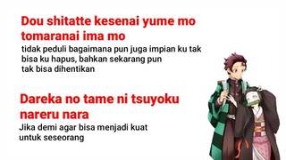 opening - kimitsu no yaiba . lirik lagu & terjemahan . . enak banget lagu nyaaa . 😪😪😪