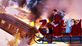 Santa Claus doing American things