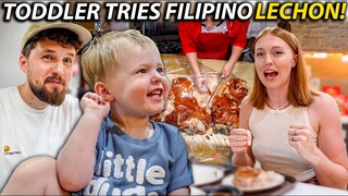 Our Baby Trying Philippines LECHON for the First Time! (Surprising Reaction!)