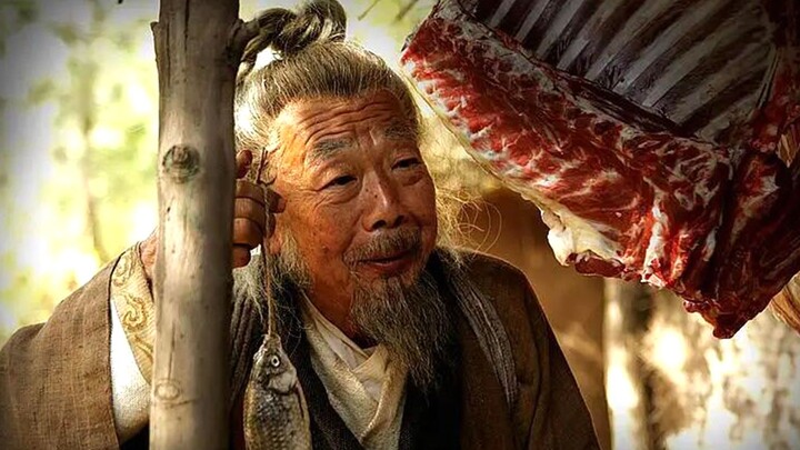 In the town, a madman spends all day trading calligraphy and paintings for wine and meat, yet no one