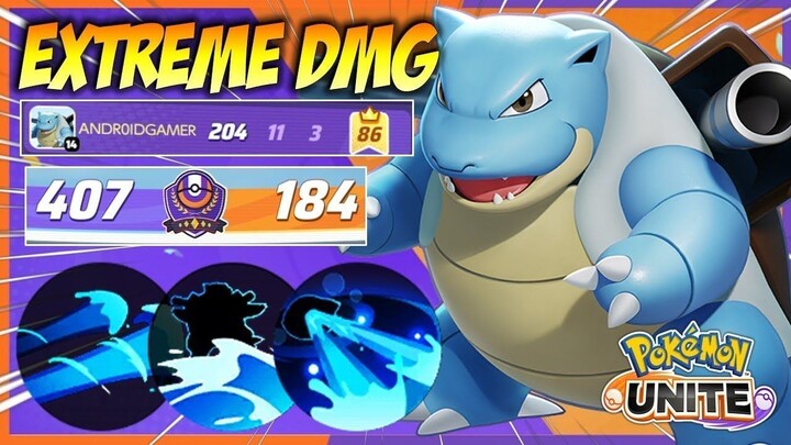 Blastoise Epic Gameplay, 1 VS 3 - Pokémon Unite Gameplay