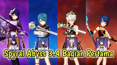 Party National Ei x Xinqiu x Bennet x Xiangling Vs. Spyral Abyss 3.4 First Half - Genshin Impact