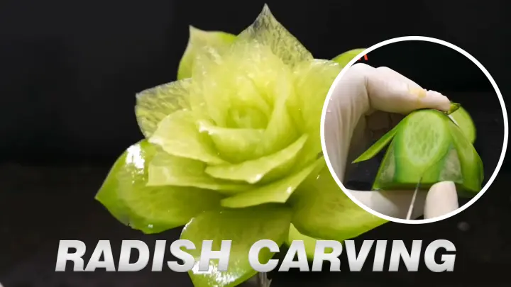 [Life] Carving a Chinese Rose with a Green Radish