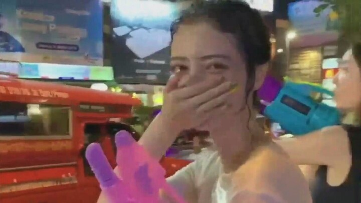 Even dogs get splashed twice as they walk by...