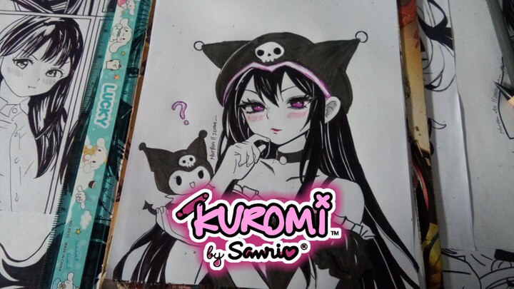 Kuromi - Sanrio || Black and White Art (SPEED DRAWING)