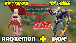 RRQ'Lemon(Kagura PALING GILA) + TOP 1 Saber(dave),Mainnya LUCU, MUSUH CUMA DIKASIH KILL 1 WKWKWK