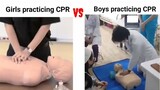 Girls Practicing CPR Vs Boys Practicing CPR