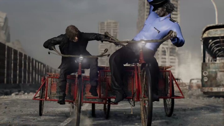Lyon chases a car, but he's a scrap collector.