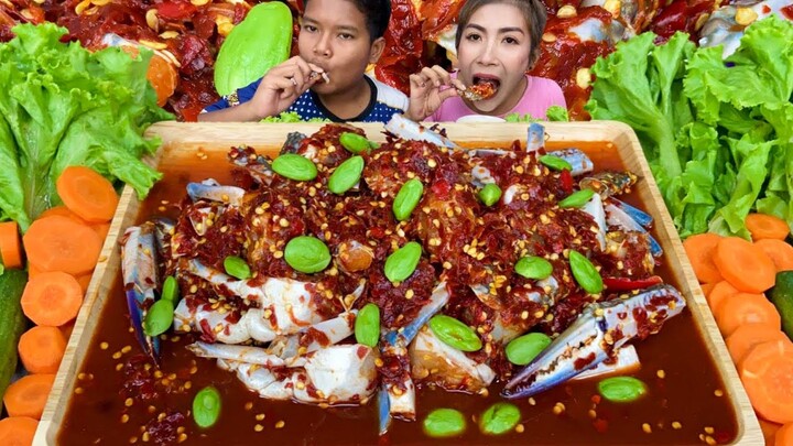 ปูม้าโคตรพริก พริก 200 เม็ด น้ำแดงเถือก โรยสะตอเหม็นๆ เผ็ดปากบวม