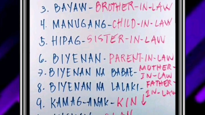 Learn some filipino words to its English terms.
