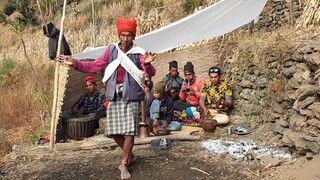 94 years old man dancing in traditional nealese music panchebaja |