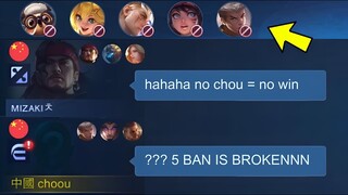 5 BANS IN MOBILE LEGENDS IS BROKENNNNN!! (bye chou)