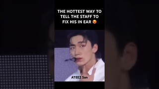 ATEEZ SAN fixing mic HE’S TOO FINE 🔥 #ateez #ateezsan #san #choisan #kpop #atiny #ateezworldtour