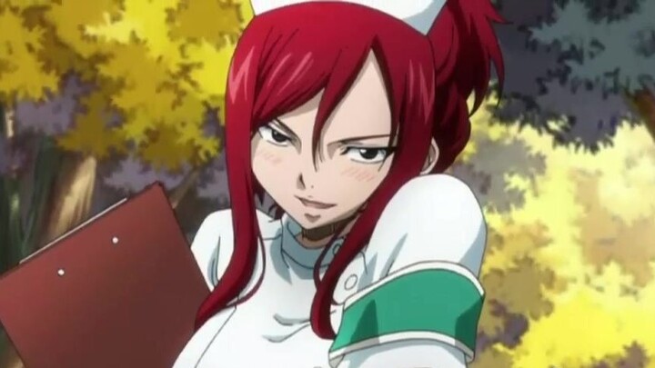 Erza dresses up as a nurse to heal everyone