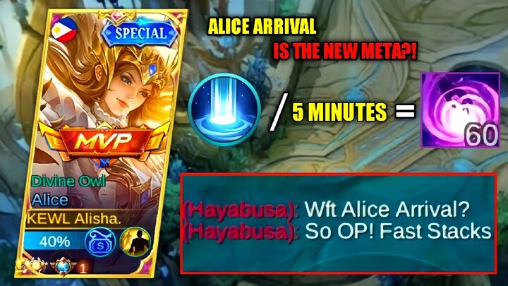 ALICE ARRIVAL IS THE NEW META!? FAST STACKS IN 5 MINS GOD MODE IN SOLO RANKED GAME 1v5 - MLBB