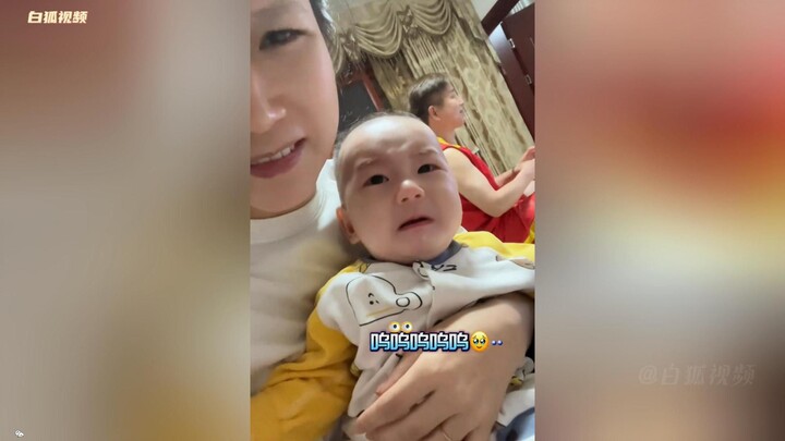 Mom teaches baby, “Cry a little and go to grandpa for a hug.” She guides the whole process, helping 