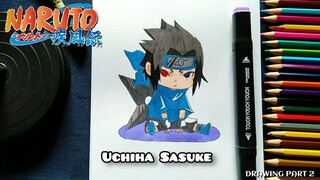 Menggambar Uchiha Sasuke chibi [ PT 2]