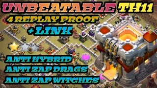 NEW TH11 WAR BASE + 4 REPLAY PROOF | ANTI ZAP WITCHES / HYBRID / ZAP DRAGONS + LINK | CLASH OF CLANS