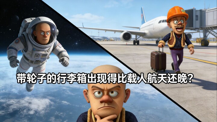 Did wheeled suitcases come later than human spaceflight?