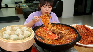 짬뽕과 라면이 먹고 싶을때 차돌 진짬뽕 추천합니다😋라이스페이퍼로 새우딤섬 간단하게 만들기! 라면 먹방 Jin Jjambbong noodles MUKBANG