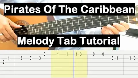 Pirates of the Caribbean Guitar Lesson Melody Tab Tutorial Guitar Lessons for Beginners