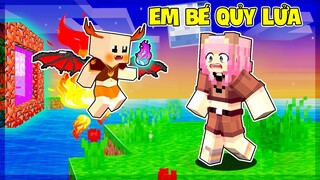 GẤU MORA 1 NGÀY CHĂM SÓC EM BÉ QUỶ LỬA SIÊU QUẬY TRONG MINECRAFT