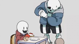 【传说之下/动画】带小Papy吃早饭的Sans