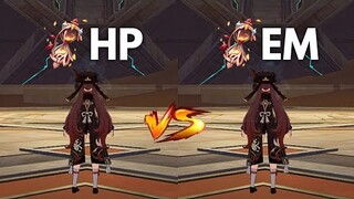 HuTao HP vs EM Sands!! Best Build for C0 HuTao [Genshin Impact]