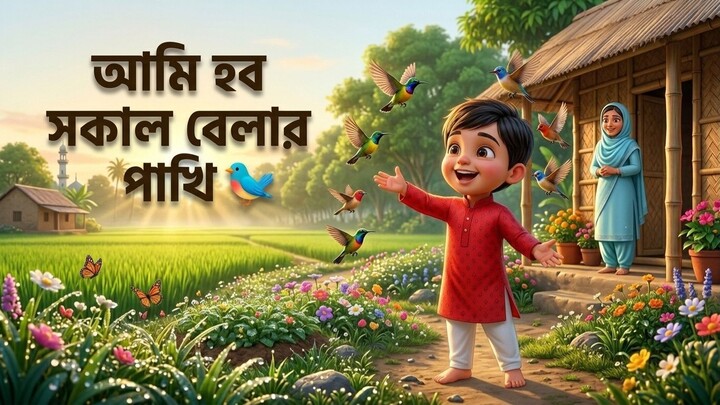 Ami Hobo Shokal Belar Pakhi | আমি হব সকাল বেলার পাখি | 3D Bangla Rhyme - বাংলা ছড়া #KidsSongs