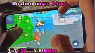 Realme narzo 20pro free fire gameplay test 4  finger handcam m1887 onetap headshot 90HZ display