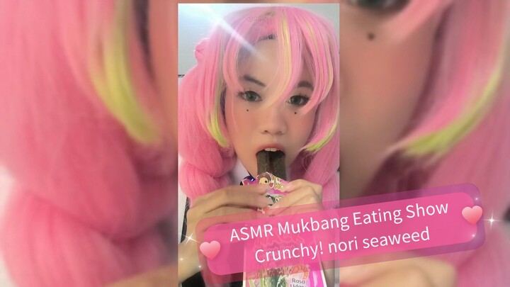 Mitsuri Kanroji mukbang nori πΈ ASMR Eating sound roasted seaweed review | Demon Slayer cosplay girl