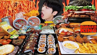 ASMR MUKBANG | 직접 만든 치즈 불닭볶음면 양념치킨 김밥 치즈스틱 먹방 FRIED CHICKEN AND FIRE NOODLES
