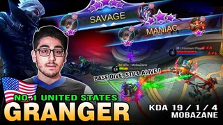 Savage + Maniac! Dangerous Marksman in United State | US No. 1 Granger Mobazane ~ Mobile Legends