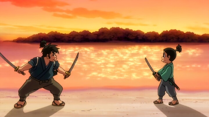 Agar berani berduel dengan Fat Tiger, Nobita berangkat ke zaman samurai dahulu kala untuk melatih ke