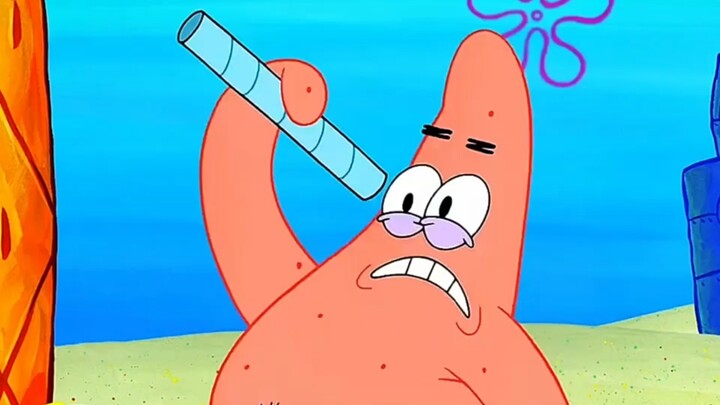SpongeBob menancapkan dua buah tabung di matanya