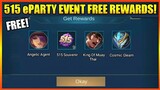 FREE SKINS! 515 EPARTY EVENT! | MOBILE LEGENDS 2021