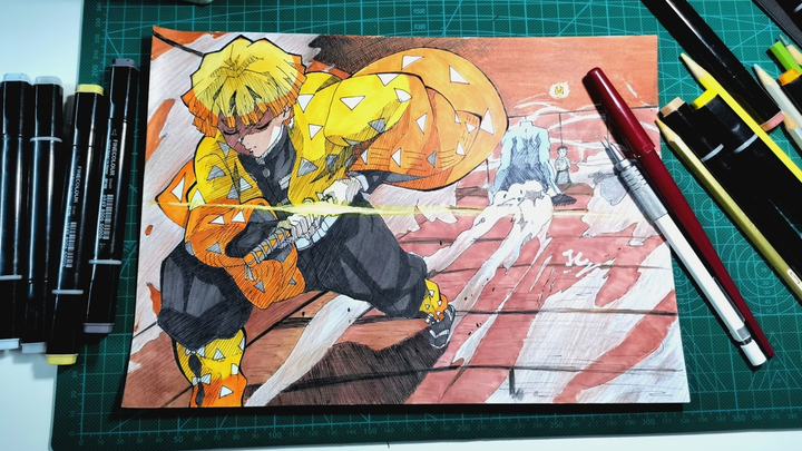 [Gambar Tangan] Zenitsu yang Penuh Percaya Diri (Demon Slayer)