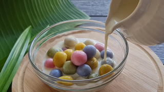 "บัวลอยนมสด" ไส้ช็อคโกแลตลาวา เมนูขนมไทยแสนอร่อย lแม่มิ้วl Thai dessert