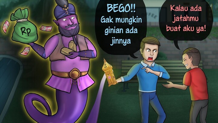 Ketemu Jin Pengabul Permintaan - Bakal jadi Sultan_ #HORORKOMEDI _ Kartun Hantu