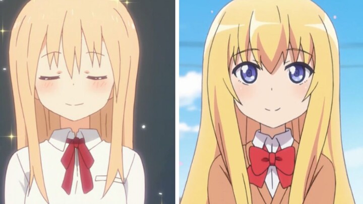 Two similar yellow-haired girls in anime