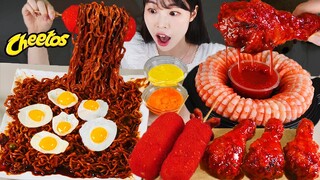 ASMR MUKBANG| 직접 만든 치토스 핫도그 양념치킨 짜파게티 먹방 & 레시피 FRIED CHICKEN AND BLACK BEAN NOODLES EATING
