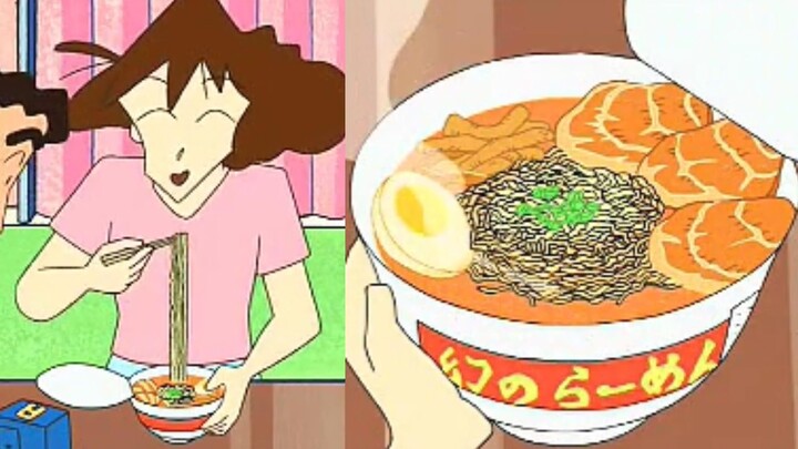 The Nohara family is enjoying a super delicious seasonal ramen today! Spending twice the usual price