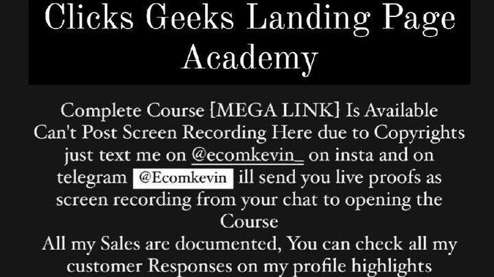 Clicks Geeks Landing Page Academy course is available at low cost intrested person's DM me yes