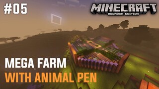 Akhirnya selesai! Mega Farm with animal pen - Minecraft Survival#05