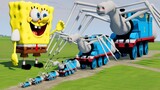 Big & Small CURSED Thomas the Tank Engine vs SpongeBob | BeamNG.Drive
