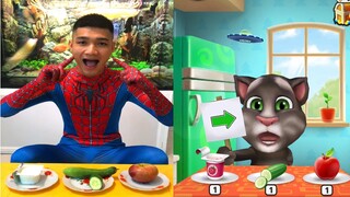 Người Nhện Xí Muội bắt chước mèo Tom 🐱❤️ Muội Vlog - bắt trend ep 4