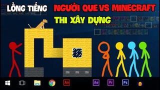 [ Lồng Tiếng ] Người Que VS Minecraft #1 - Cả Team Thi Xây Dựng !!!